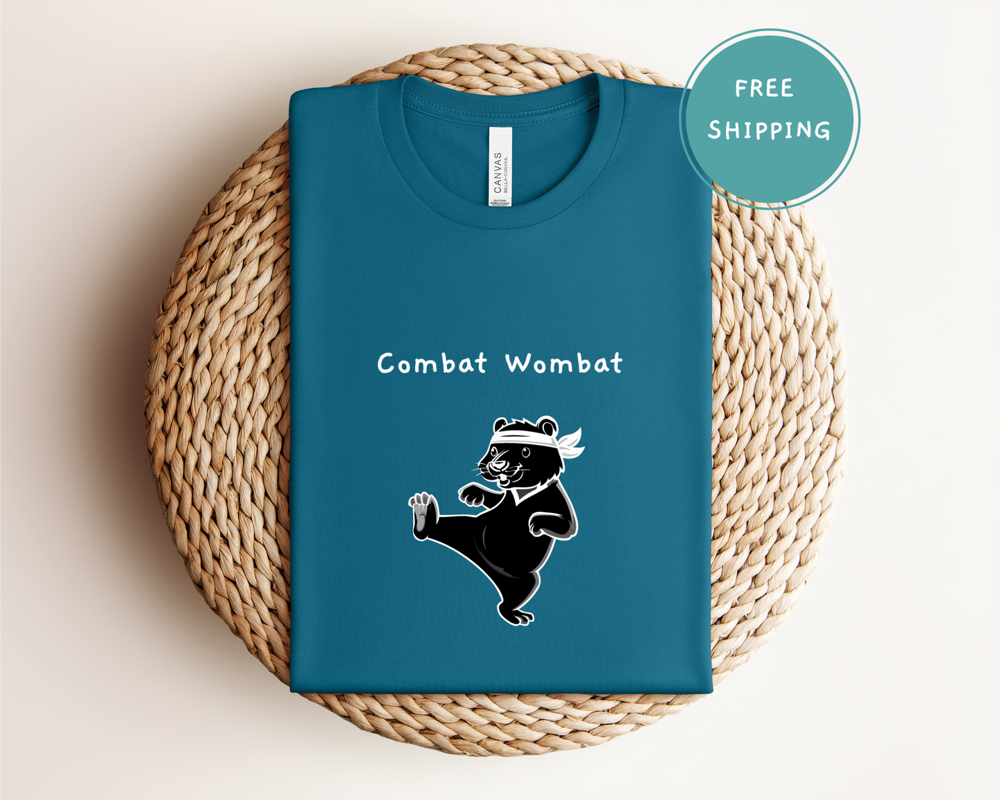 Fun Combat Wombat Tee - Perfect for Animal Lovers and Casual Wear