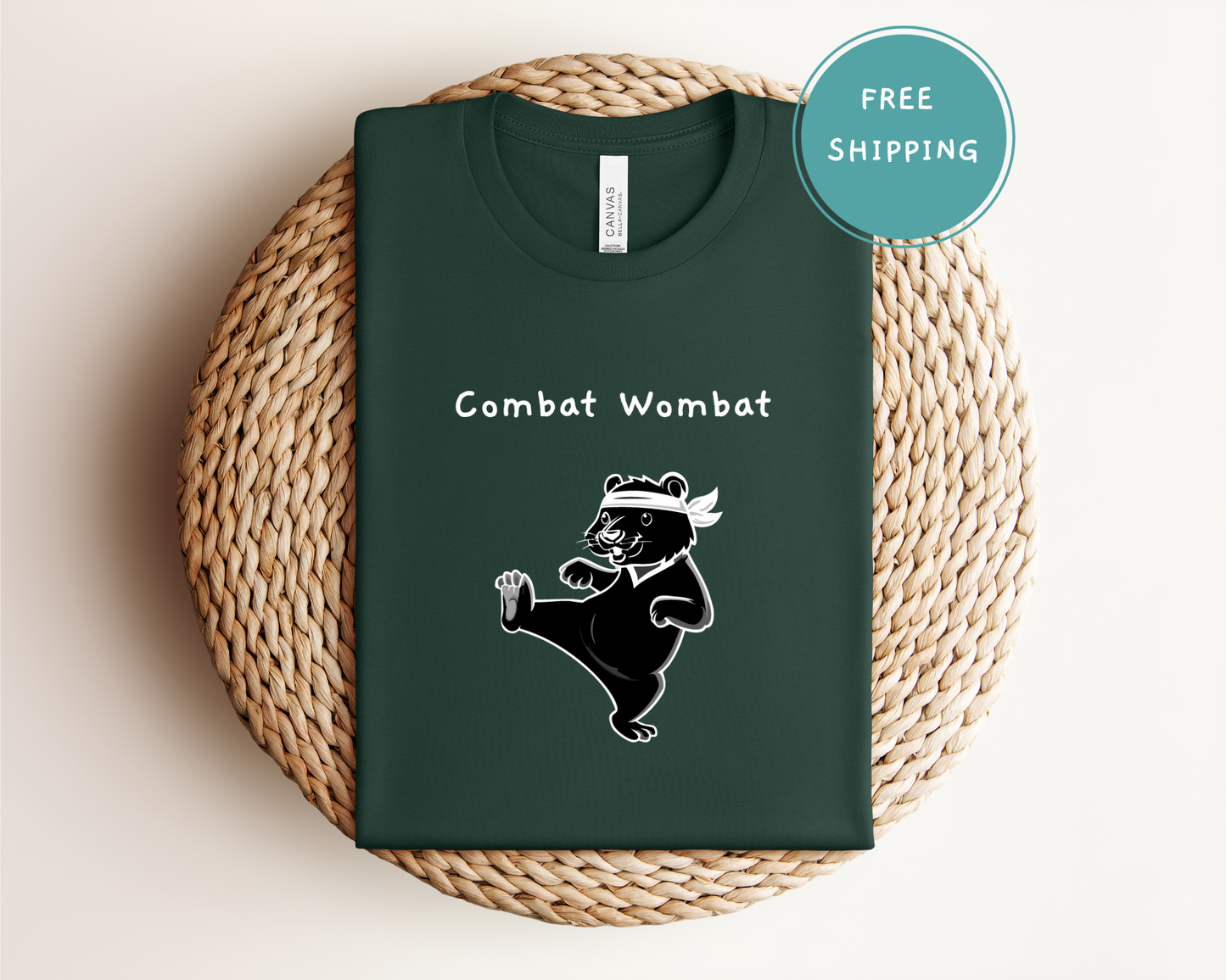 Fun Combat Wombat Tee - Perfect for Animal Lovers and Casual Wear
