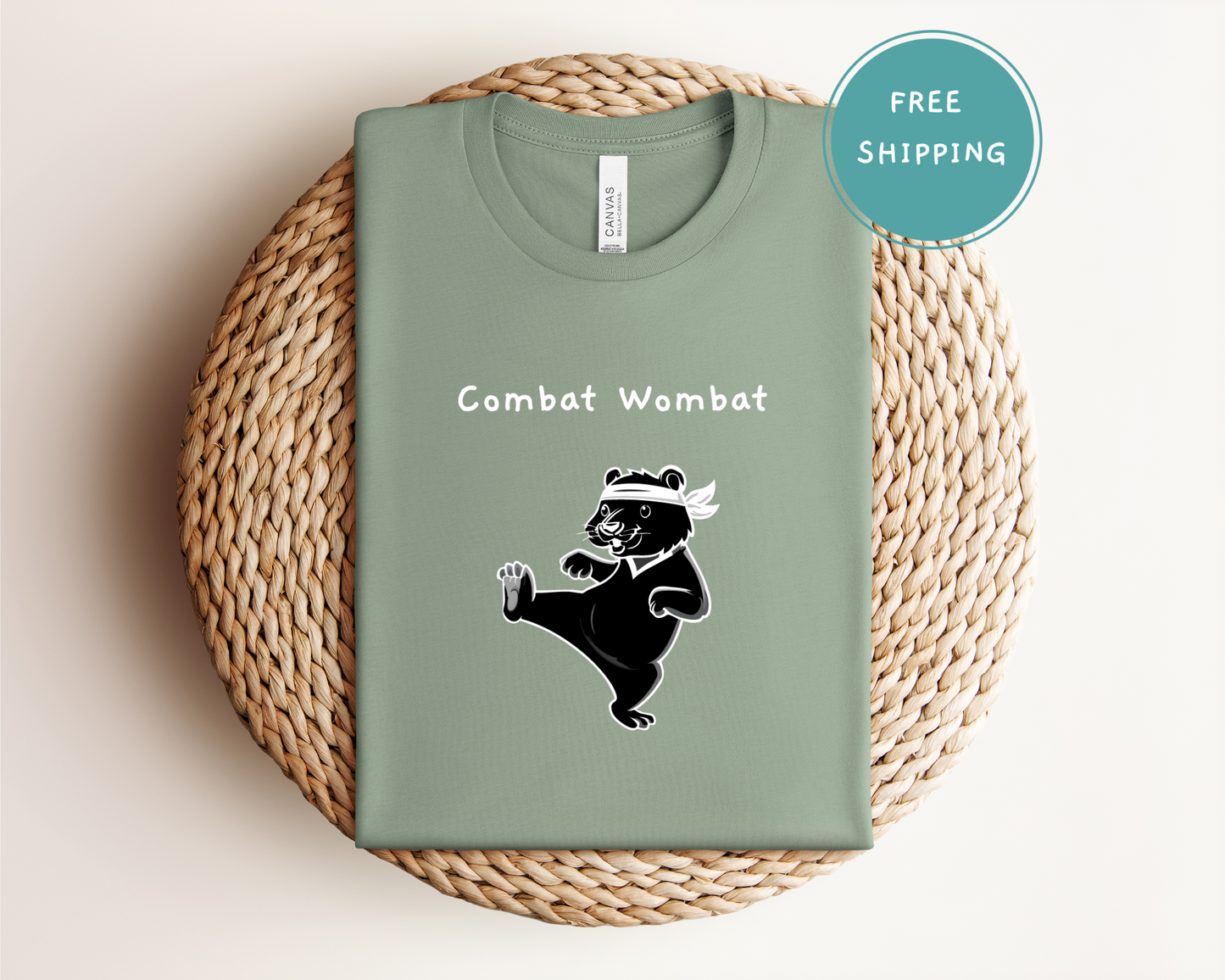 Fun Combat Wombat Tee - Perfect for Animal Lovers and Casual Wear