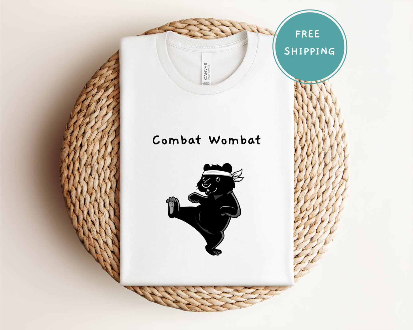 Fun Combat Wombat Tee - Perfect for Animal Lovers and Casual Wear