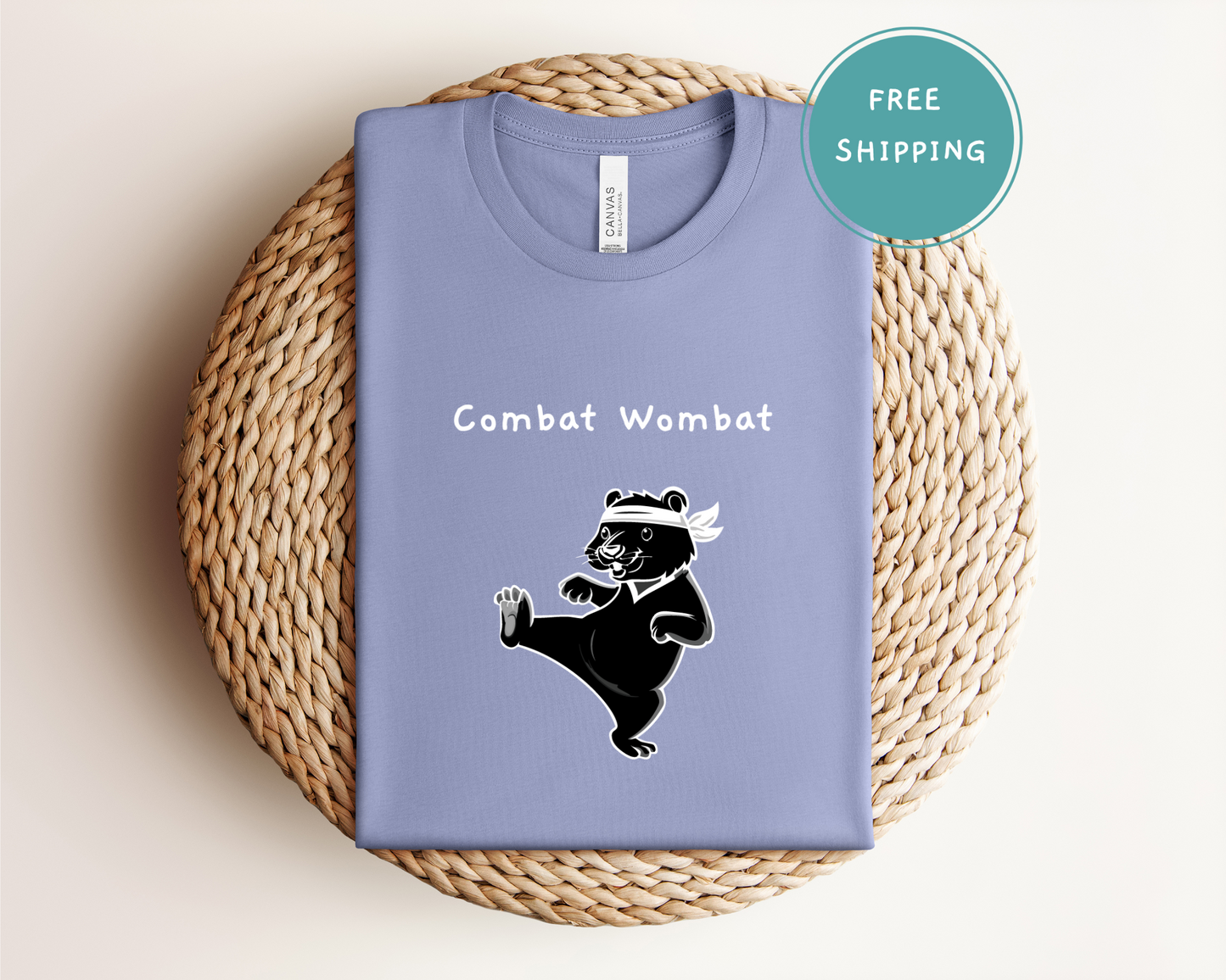 Fun Combat Wombat Tee - Perfect for Animal Lovers and Casual Wear