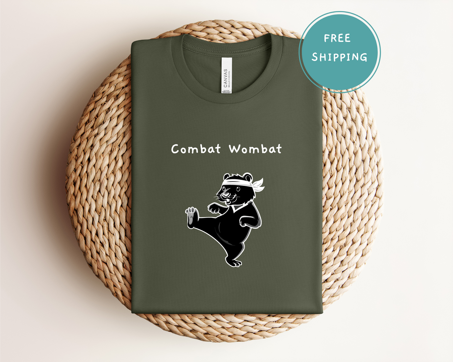 Fun Combat Wombat Tee - Perfect for Animal Lovers and Casual Wear