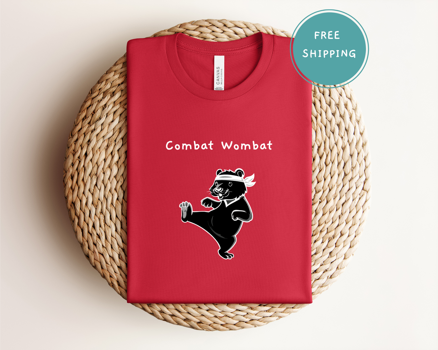 Fun Combat Wombat Tee - Perfect for Animal Lovers and Casual Wear