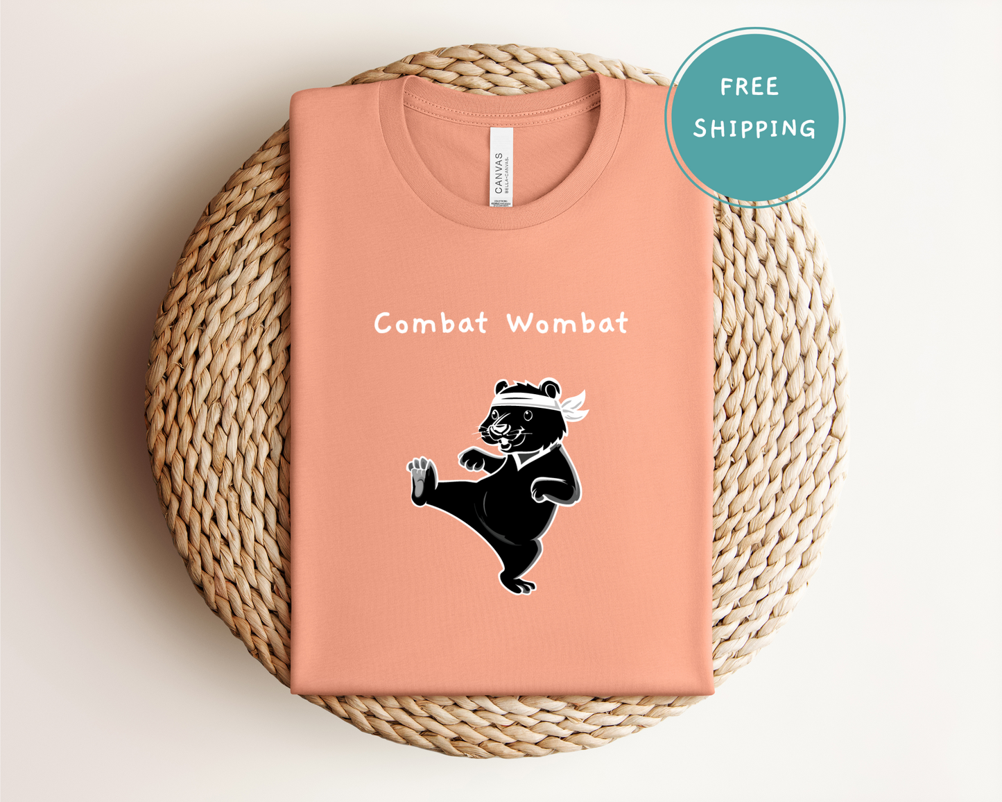 Fun Combat Wombat Tee - Perfect for Animal Lovers and Casual Wear