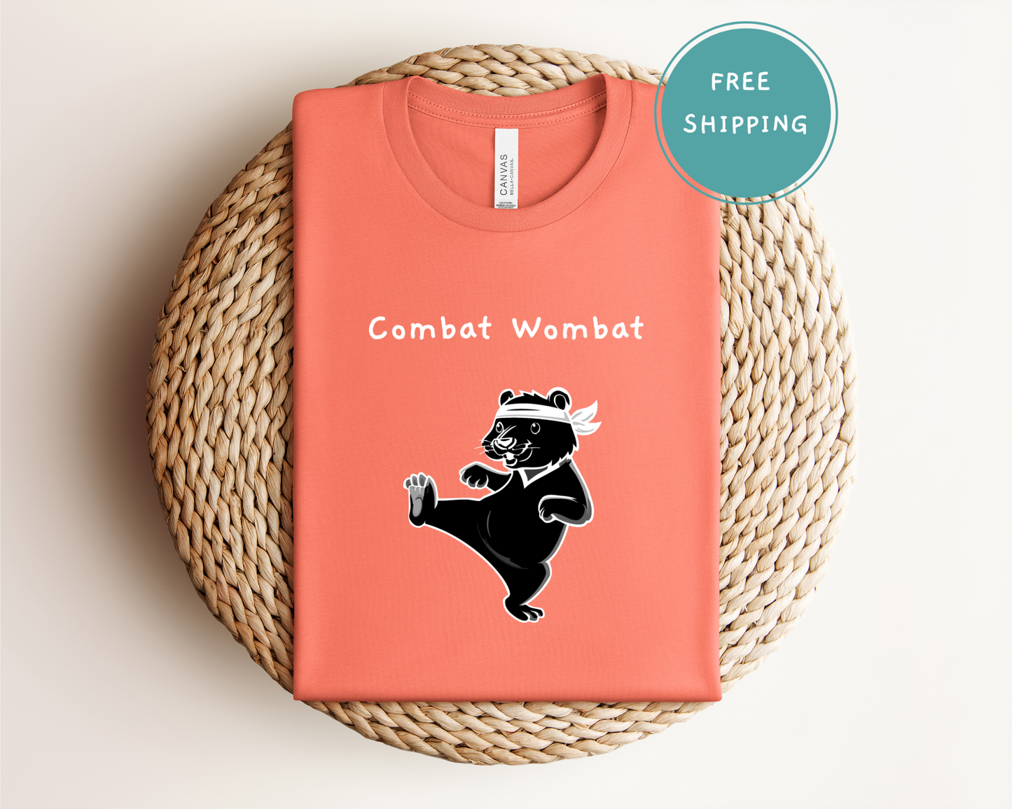 Fun Combat Wombat Tee - Perfect for Animal Lovers and Casual Wear