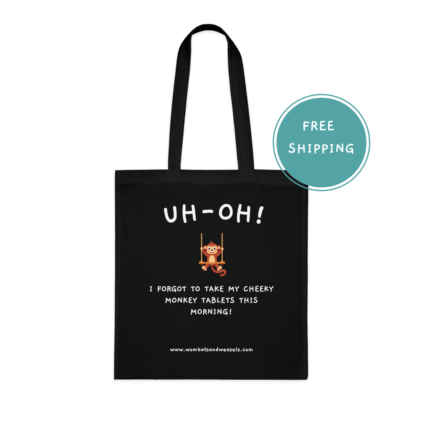 Cheeky Monkey Cotton Tote Bag - Funny Reusable Grocery Bag, Gift for Animal Lovers, Eco-Friendly Shopping Bag, Comics Merchandise, [...]